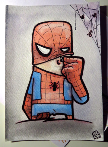 Peter Parker eating his lunch